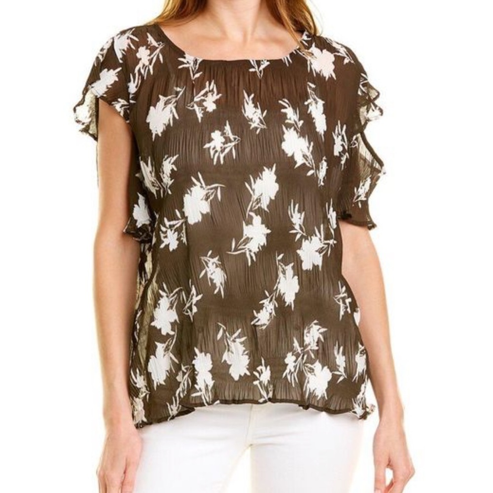 Women's Gray Cold Shoulder Flounce Top